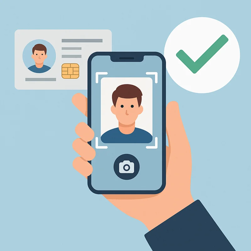 Digitale Identifizierung mit Ausweis über Smartphone oder Laptop für die Online-Adressänderung